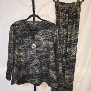 Black and Gold Asymmetrical Pantsuit